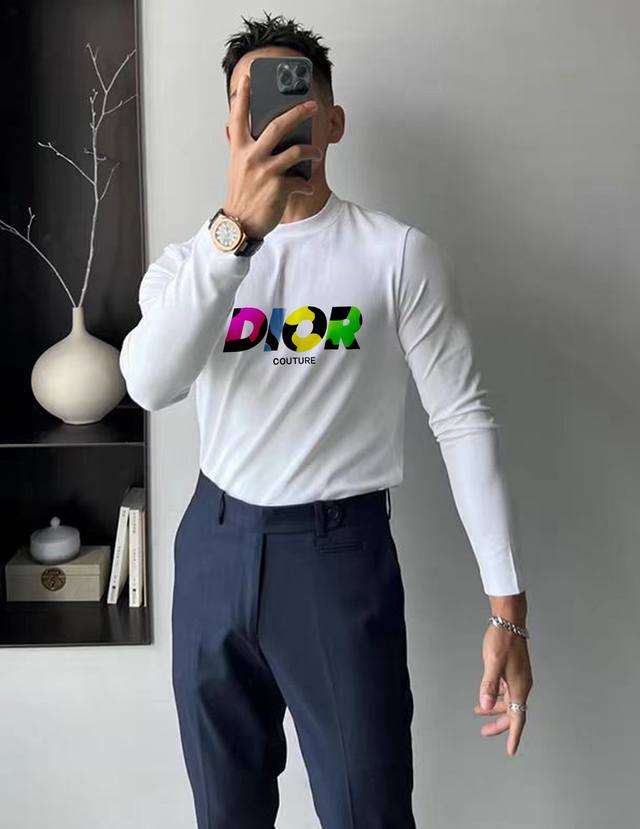 Top-tier style! Dior 25S new modal long-sleeved T-shirt. The season's must-have