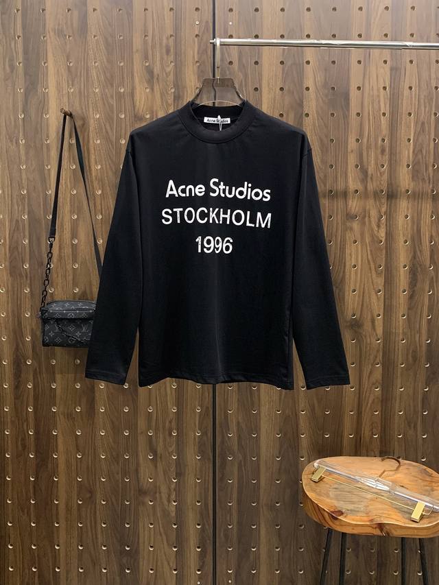 Acne 25Ss Autumn New Arrival, Trade Order Round Neck Long Sleeve Base Shirt, Pop