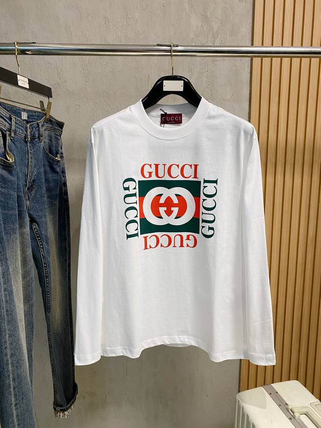 High-quality Gucci 2025 new classic crew neck long-sleeved shirt, fashionable a