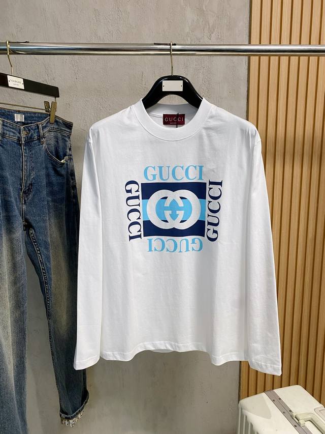 High-quality Gucci 2025 new classic crew neck long-sleeved shirt, fashionable a