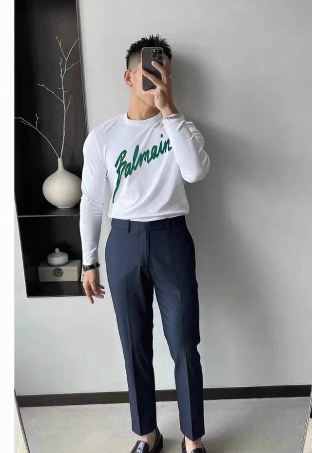 Balmain* 25S New Modal Long-Sleeve T-Shirt: A leading basic style. Features a cl