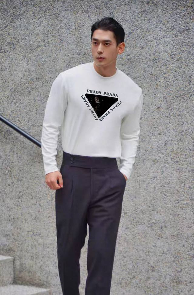 Prada 25S New Modal Long-Sleeve T-Shirt. Made from premium 300g modal cotton fa