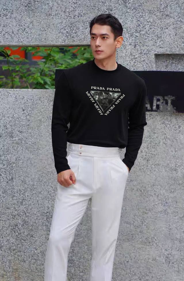 Prada 25S New Modal Long-Sleeve T-Shirt. Made from premium 300g modal cotton fa