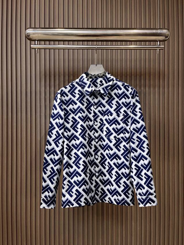 Fendi 2025Ss New Men's Long-Sleeve Shirt, Digital Print, High-End Version! Cust
