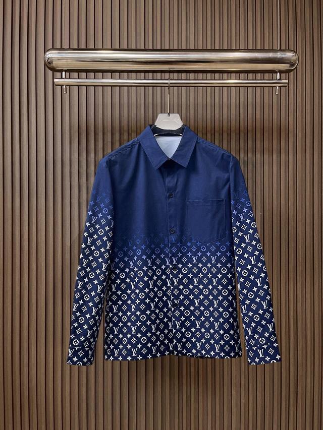 Louis Vuitton LV 2025Ss New Men's Long-Sleeve Shirt, Digital Print, High-End Ve