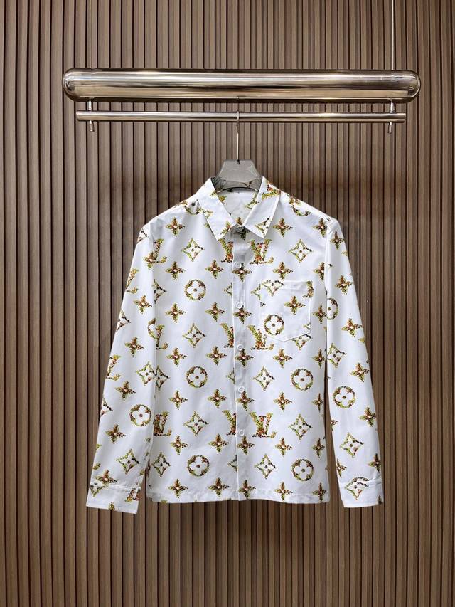 Louis Vuitton LV 2025Ss New Men's Long-Sleeve Shirt, Digital Print, High-End Ve