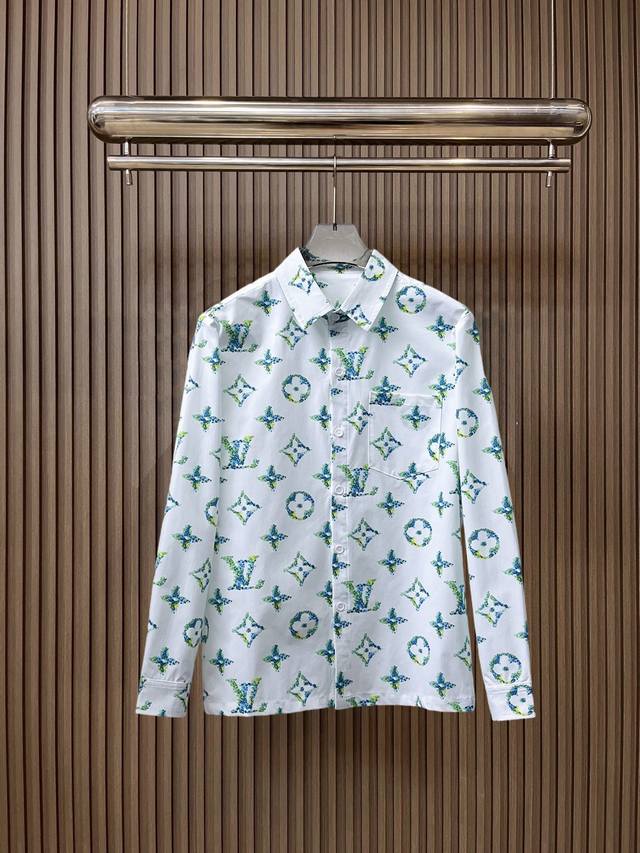 Louis Vuitton LV 2025Ss New Men's Long-Sleeve Shirt, Digital Print, High-End Ve