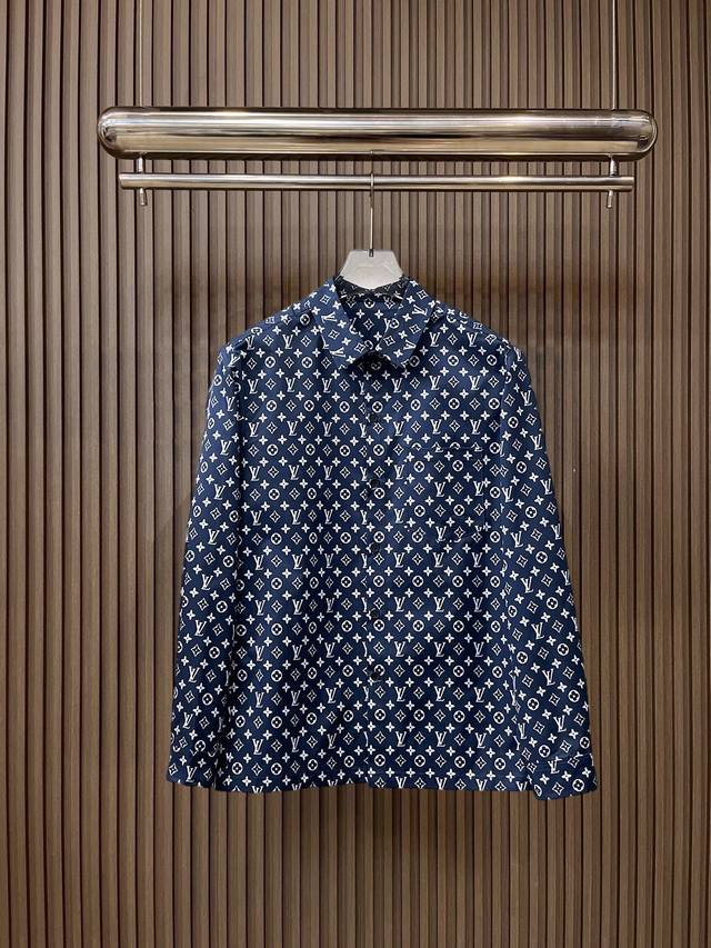 Louis Vuitton LV 2025Ss New Men's Long-Sleeve Shirt, Digital Print, High-End Ve
