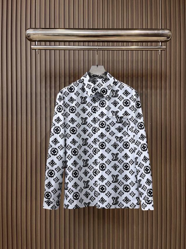 Louis Vuitton LV 2025Ss New Men's Long-Sleeve Shirt, Digital Print, High-End Ve