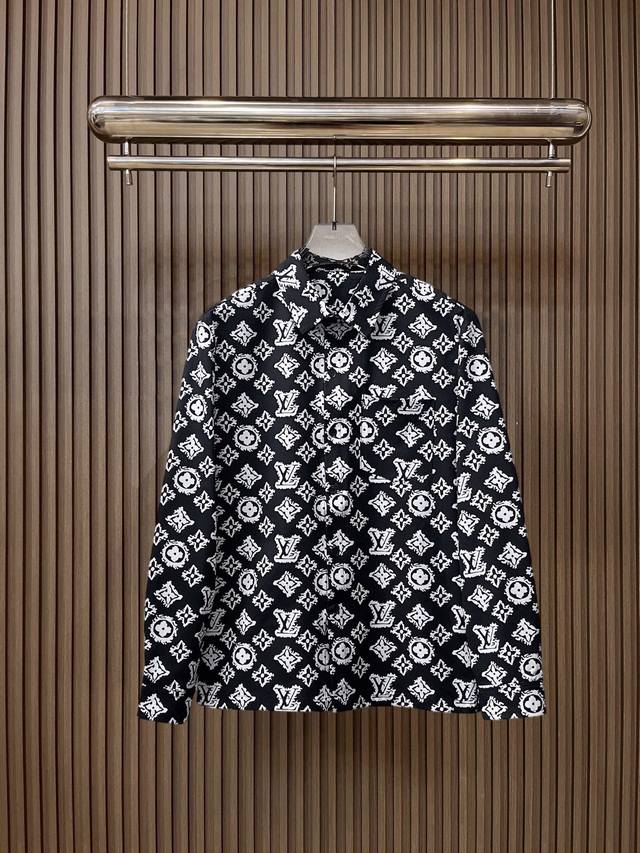 Louis Vuitton LV 2025Ss New Men's Long-Sleeve Shirt, Digital Print, High-End Ve