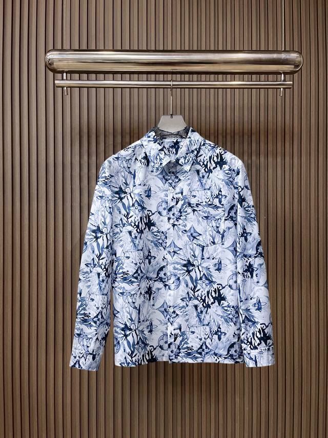 Louis Vuitton LV 2025Ss New Men's Long-Sleeve Shirt, Digital Print, High-End Ve