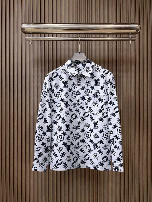 Louis Vuitton LV 2025Ss New Men's Long-Sleeve Shirt, Digital Print, High-End Ve