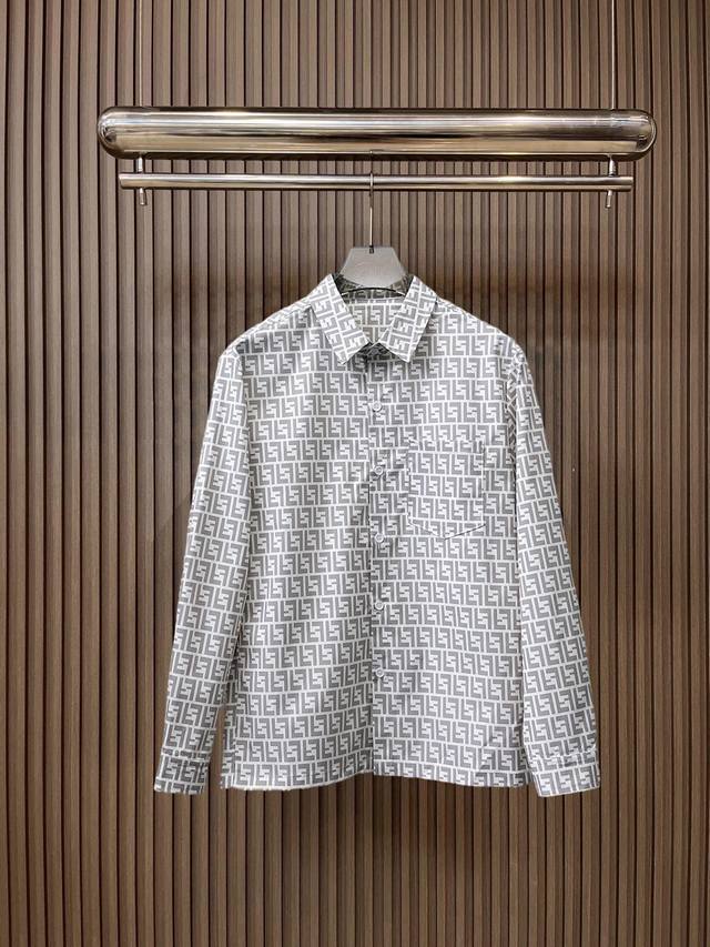 Fendi 2025Ss New Men's Long-Sleeve Shirt, Digital Print, High-End Version! Cust
