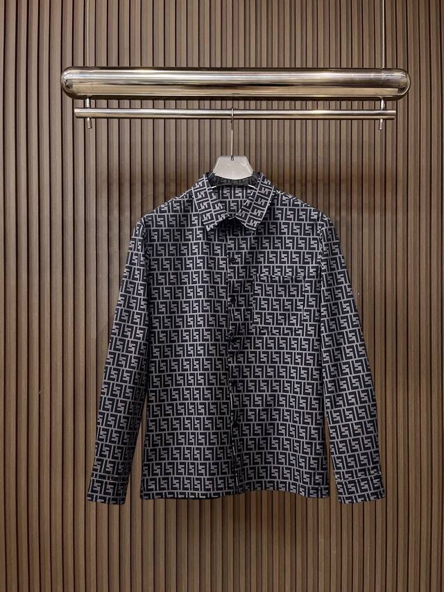 Fendi 2025Ss New Men's Long-Sleeve Shirt, Digital Print, High-End Version! Cust