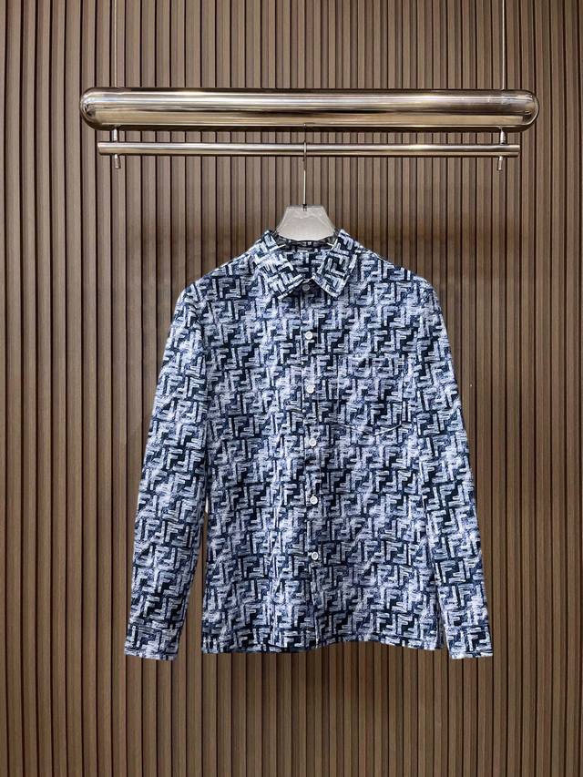 Fendi 2025Ss New Men's Long-Sleeve Shirt, Digital Print, High-End Version! Cust