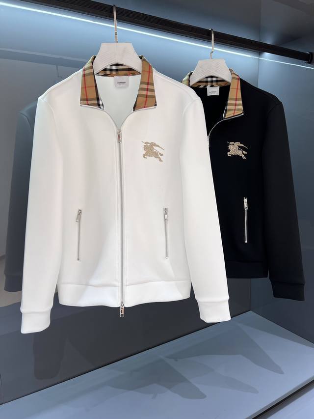 New Arrival 2025 Autumn/Winter Bur*Erry 3D Logo Embroidered Classic Cardigan Jac