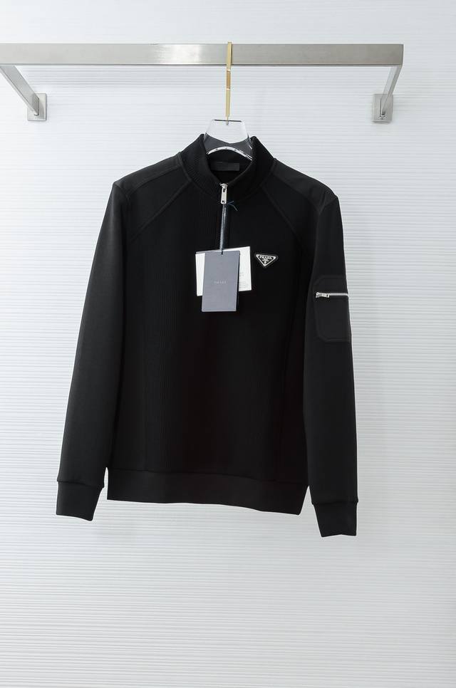 pra*Da2025Fw New Arrival Crew Neck Long Sleeve Men's Sweatshirt# The texture is