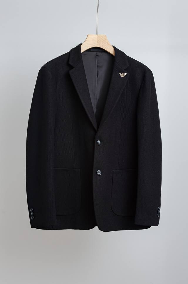 Armani 2025Fw Wool Blend Chest Patch Embellished Men's Business Casual Suit# Com