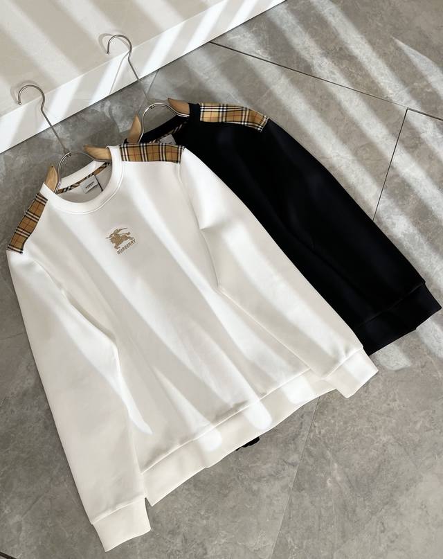 Burber*Y 2025 Autumn/Winter New Unisex Basic Casual Versatile Cotton Crew Neck S