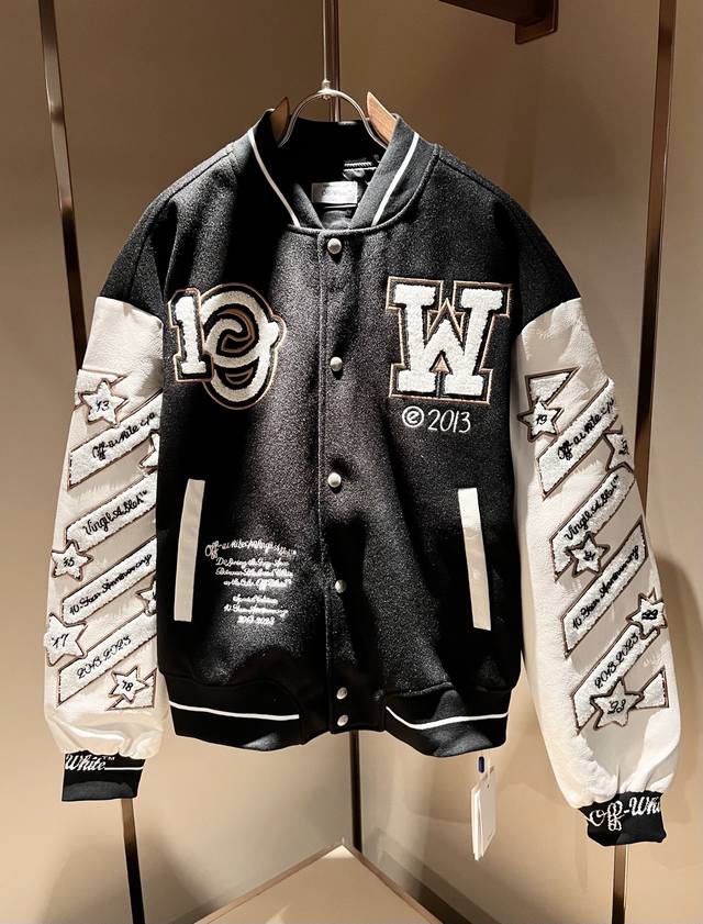 Off White 2025 Autumn/Winter New Men's Baseball Jacket, Italian factory order, a