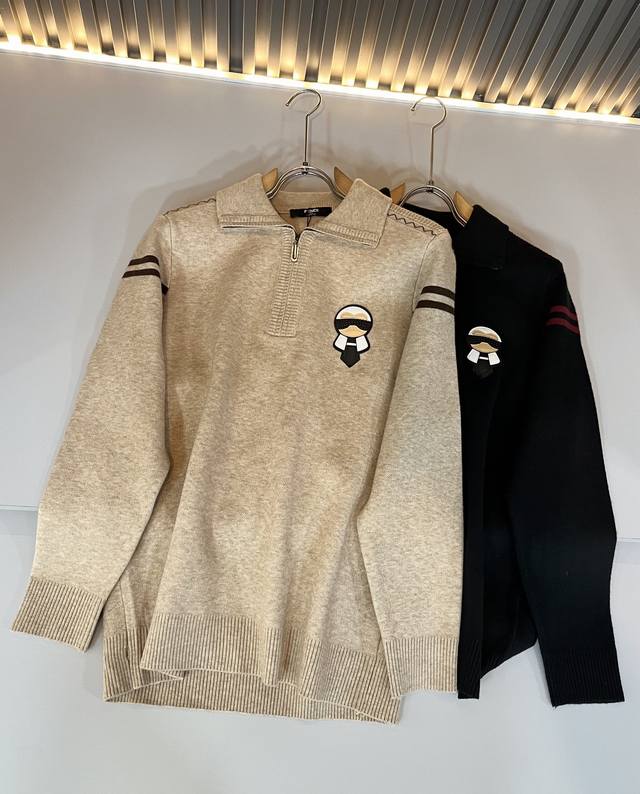 Fen*I Fendi 2025 Autumn/Winter New Arrival, Unisex Zippered High-Neck Knitted Wo