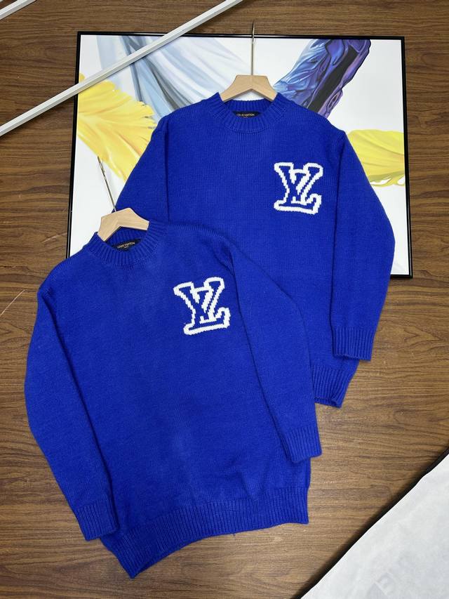 Lv Louis Vuitton 24Ss New Jacquard Wool Knit Sweater Os Fit Unisex 600g Heavywei