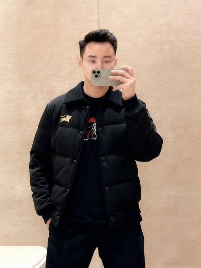 Detailed Images, Quality Grade 2025 Burberry Gold Label Equestrian Down Jacket,