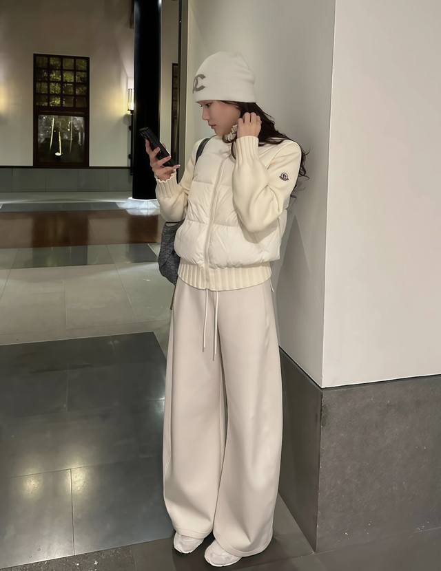 High-end cotton-padded jacket version Moncler knitted patchwork cotton-padded j