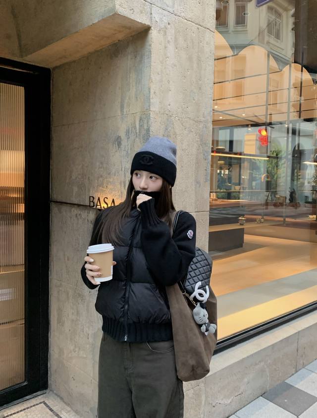 High-end custom-made cotton-padded jacket Moncler knitted patchwork cotton-padd