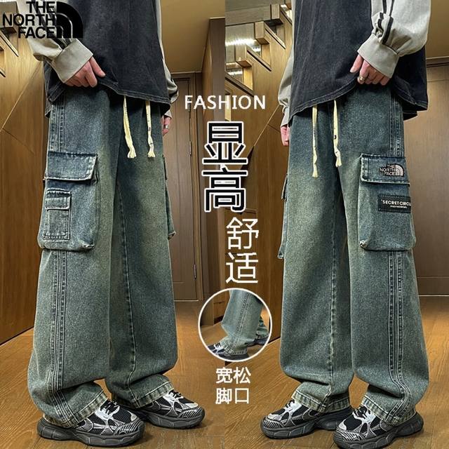 The North Face Autumn New Arrival: Unisex Fashionable Washed Denim Jeans, Hong