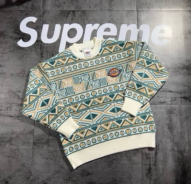 Dickies Symbol Limited Edition Three-Color Couple Crew Neck Thick Knit Sweater U