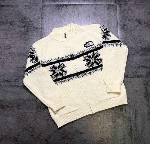 The North Face Paisley Limited Edition Couple Cardigan Knit Sweater High-density