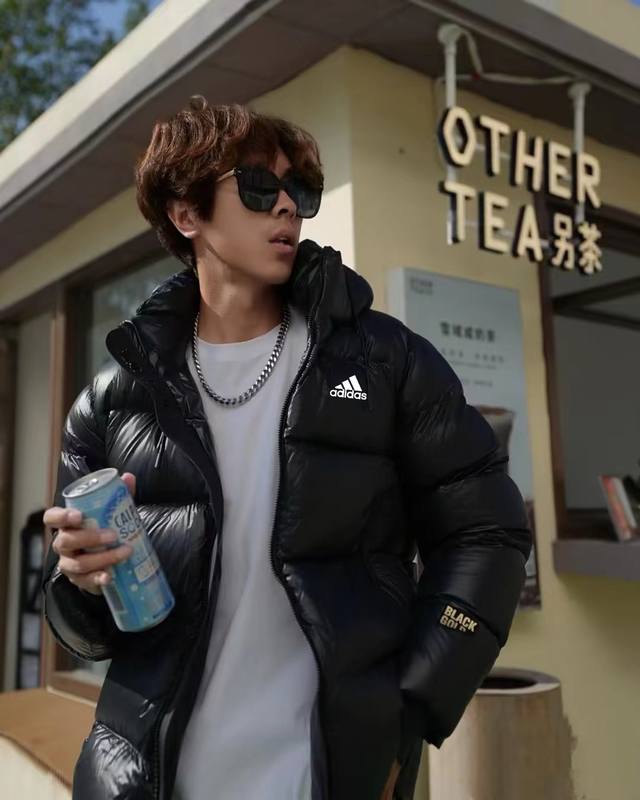 Highly Recommended: Adidas New Black and Gold Hooded Down Jacket, Unisex Couple