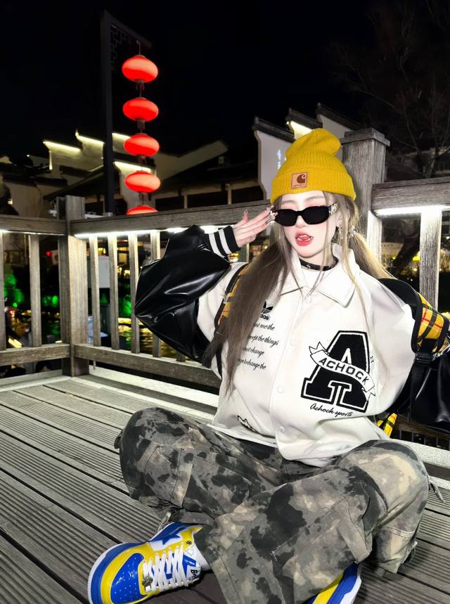 Adidas Black A-line College Style Thick Baseball Jacket, Men's and Women's Autum