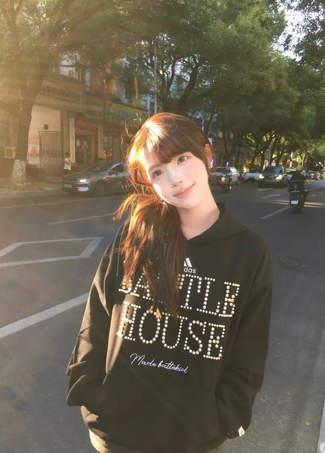 Adidas American-style pearl letter hooded sweatshirt for women, autumn trendy l