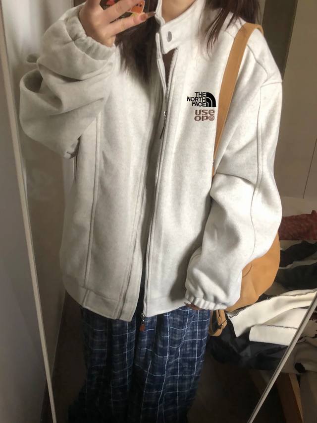 The North Face Letter Brand Wool Stand Collar Jacket Men's Autumn American Retro