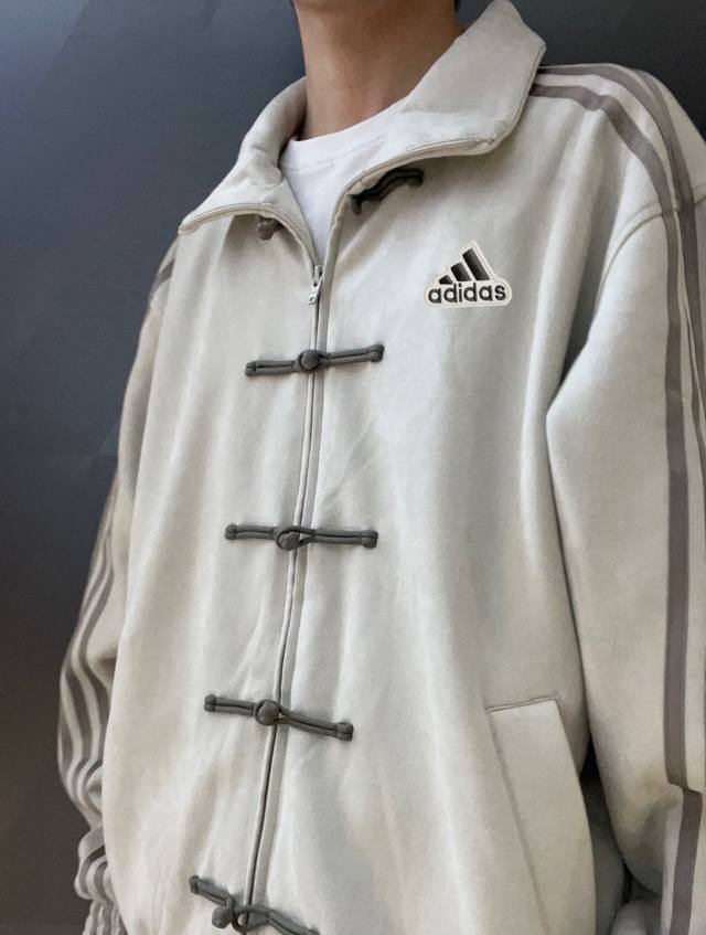 Adidas Apricot New Chinese Style Traditional Chinese Style Button Jacket Men's S