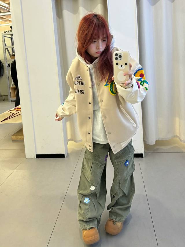 Adidas Ac Letter College Style Thick Baseball Jacket, Men's and Women's Autumn