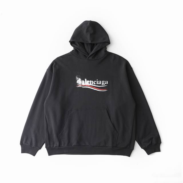 Balenciaga Blurred Logo Print Hooded Long-Sleeve Sweatshirt High-quality product