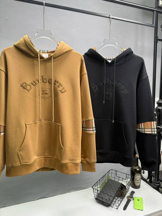 Hot Item Recommendation Burbberry 2025 New Patchwork Hooded Casual Sweatshirt Or