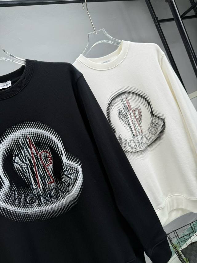 Hot Item Recommendation Moncler 2025 New Printed Rhinestone Crew Neck Sweatshirt
