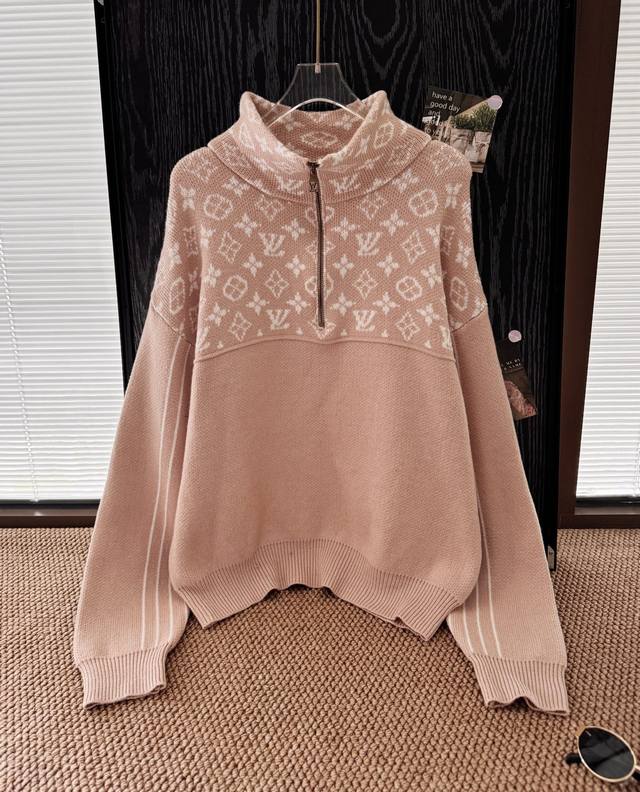 Price: ? Product Name: 1V New Jacquard Logo Half-Zip Wool Knit Top Size: M L Co