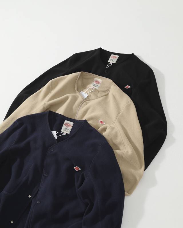 Danton Jacket Japanese Classic Comfortable Thin Fleece Collarless Jacket 240G fl