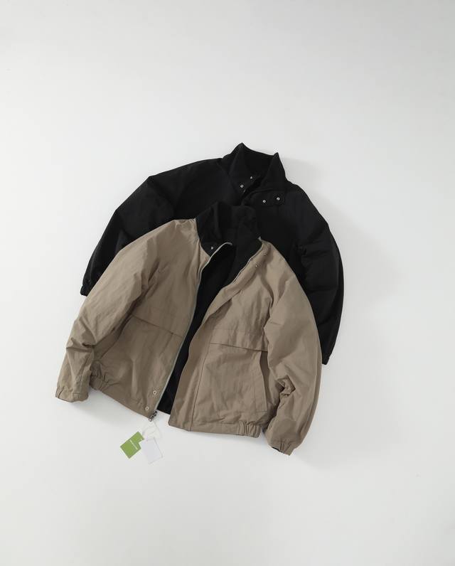 Freaks Store Loose Nylon Fleece Reversible Solid Color Stand Collar Jacket Made