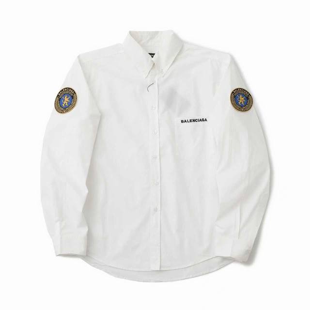 Balenciaga Fw25 Lion Embroidered Logo Loose Long-Sleeve Shirt Made with select l