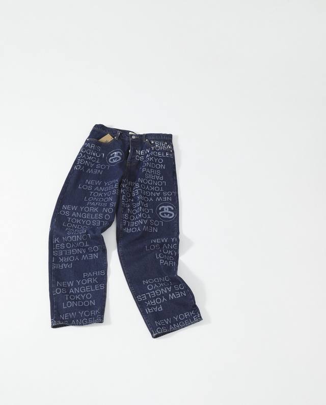 Stussy Parody All-over Print Denim Jeans Denim material, ready-made garment, pri