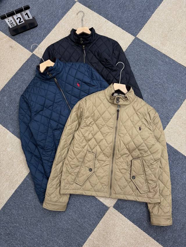 Ralpah Lauren Diamond Pattern Stand Collar Old Cadre Cotton Jacket, Unisex Briti