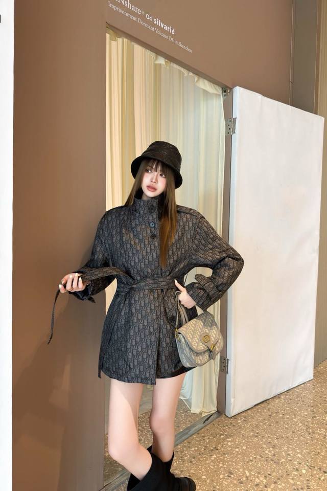 New Arrival! Dior* Dior Cd 25Ss Autumn/Winter Newest Stand Collar Monogram Mid-L