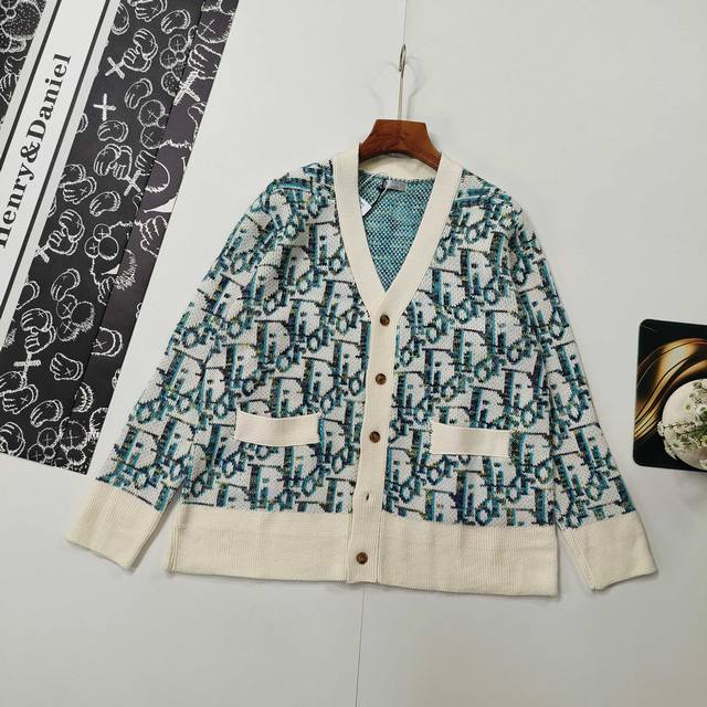 Sizes S-XL Selected Goods Dior 2025 Autumn/Winter All-over Jacquard Cardigan Bu