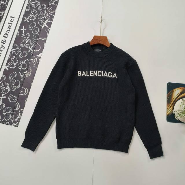 Size SL, runs small Balenciaga Fall/Winter Classic Logo Crew Neck Sweater, Thic